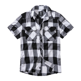 Košile Brandit Checkshirt Halfsleeve - černá-bílá, 5XL