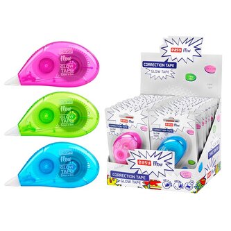 EASY GLOW TAPE Korekční strojek, 5 mm x 8 m, 18 ks v balení, růžový-zelený-modrý