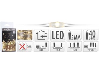 LED řetěz 40 lediod teplá bílá
