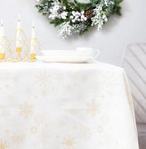 Vánoční ubrus na stůl | GOLD SNOW | ve sněhových vločkách bílý | 150x300 cm | 978771