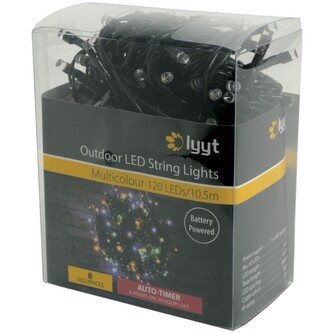 Lyyt BLS120MC světelný řetěz na baterie s časovačem, 120x LED multicolour