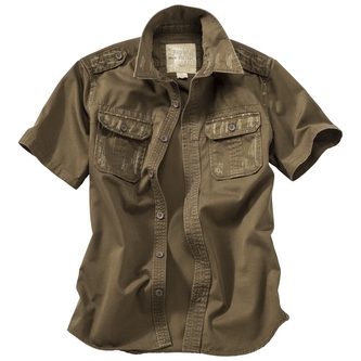 Košile Raw Vintage krátký rukáv - hnědá, M