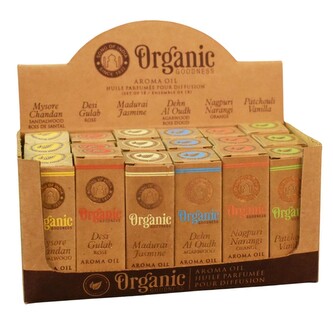 Song of India Organický vonný olejíček 10 ml v displeji po 18ks, 6 vůní v mixu