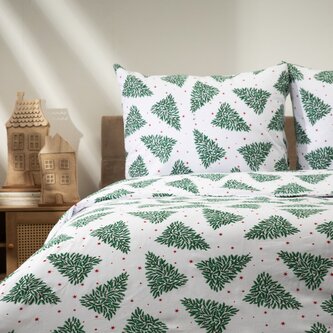 Vánoční povlečení 100% bavlna | BLISS | ve tvaru vánočních stromků | 220x200 + 2*70x80 cm | 700217