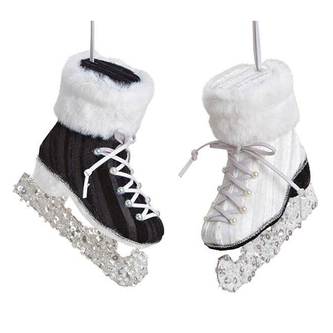 Dekorace závěsná - Brusle 12 cm se třpytkami (2 barvy)