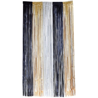 Party závěs Glamour - Černá, zlatá, stříbrná 2 x 1 m