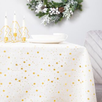 Vánoční ubrus na stůl | STARSE | hvězdy bílá | 130x180 cm | 832722