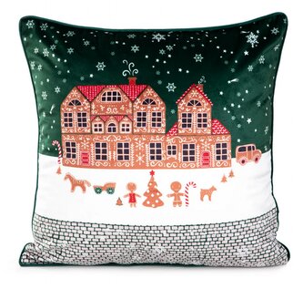 Vánoční oboustranný polštář  LAPLAND | s domečky | 45x45 cm | 868110