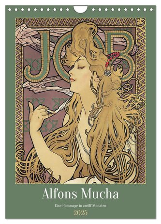 Alfons Mucha - Eine Hommage in zwölf Monaten (Wandkalender 2025 DIN A4 hoch), CALVENDO Monatskalender