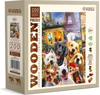 WOODEN CITY Dřevěné puzzle Štěňata v Paříži 200 dílků
