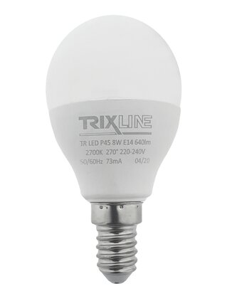 LED žárovka Trixline 8W E14 P45 teplá bílá