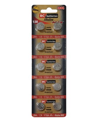 BC batteries alkalické knoflíkové baterie 1,5V LR44 / 10ks