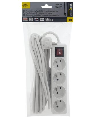 Prodlužovací přívod 4 zásuvky s vypínačem, 5m, TR 715 F