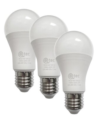 LED žárovky 12W/1104lm/A60/E27 neutrální bílá 3 PACK Qtec