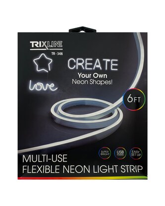 TR-34N Flexibilní NEONOVÝ LED pásek - bílý 1,8m na USB Trixline