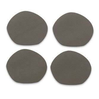 KELA Podtácky pod hrnec Stone PU kůže tmavě šedá 4 kusy 12,0x10,0x0,2cm KL-12656