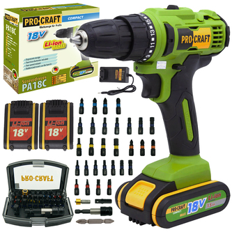 Aku vrtací šroubovák Procraft SPA18С se sadou bitů BS-32 | SPA18C/BS32