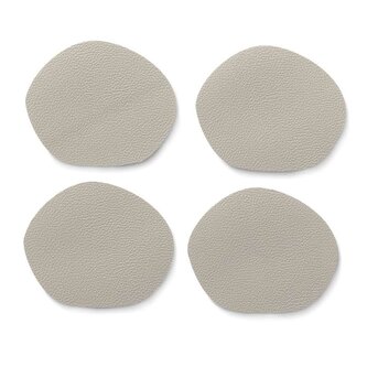 KELA Podtácky pod hrnec Stone PU kůže světle šedá 4 kusy 12,0x10,0x0,2cm KL-12657