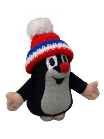 Krtek 10 cm, kulich červený-trikolora, plyšová hračka