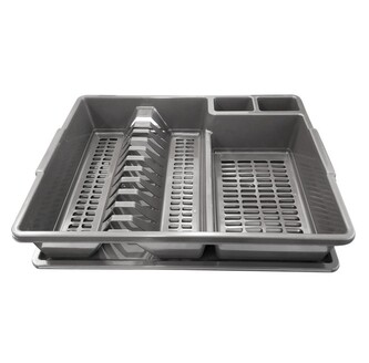 Odkapávač KLASIK plast stříbrný 35x43x9 cm