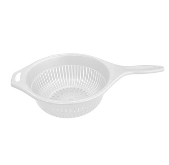 Cedník s rukojetí plast. bílý 40x23x10 cm