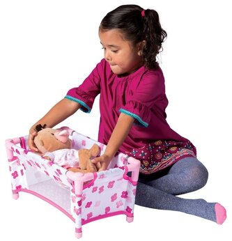 Łóżeczko składane w kwiatki dla lalki Manhattan Toy