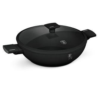 BERLINGERHAUS Pánev WOK s titanovým povrchem a poklicí 30 cm Matte Black Collection BH-8182