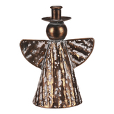 Kovový anděl - svícen na kónickou svíčku, velikost "M", barva měděná.