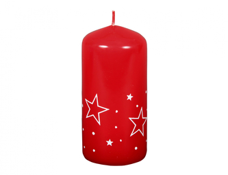 Svíčka BÍLÉ HVĚZDY VÁLEC vánoční lakovaná d6x12cm