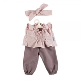 Oblečky pro panenky 43-45 cm, tunika, tepláčky a čelenka, fialové