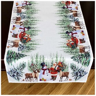 Vánoční ubrus - běhoun na stůl SNOWMANS FRIENDS 60x120 cm Mybesthome