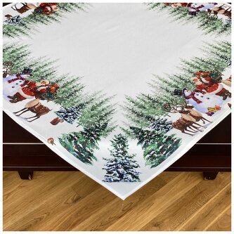 Vánoční ubrus na stůl SNOWMANS FRIENDS 85x85 cm Mybesthome
