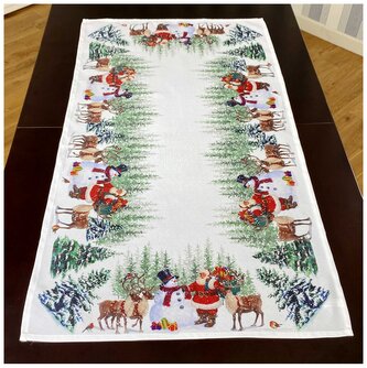 Vánoční ubrus - běhoun na stůl SNOWMANS FRIENDS 50x100 cm Mybesthome
