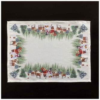 Vánoční dekorační ozdobný ubrousek SNOWMANS FRIENDS 32x45 cm Mybesthome