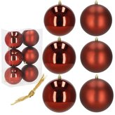 Vánoční baňky červené koule mix - 10cm, sada 6ks