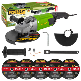 Bruska úhlová Procraft PW2650 + 5x řezný kotouč CD230x2.0 | SPW2650/CD230x2.0 Bruska úhlová Procraft PW2650 + 5x řezný kotouč CD230x2.0 | SPW2650/CD230x2.0
