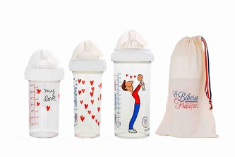 SET 3 DOJČENSKÝCH FLIAŠ LE BIBERON FRANCAIS PAPA BEBÉ BY SOLEDAD, 2x 210 ML, 1x 360 ML, 0+M/ 6+M