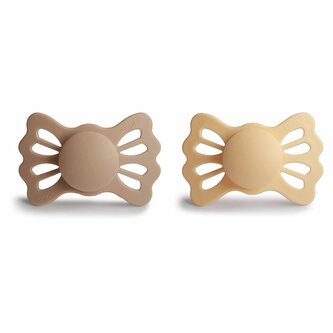 DVOJBALENIE SYMETRICKÝCH CUMLÍKOV FRIGG LUCKY PALE DAFFODIL/ SILKY SATIN, 6-18M, SILIKÓN