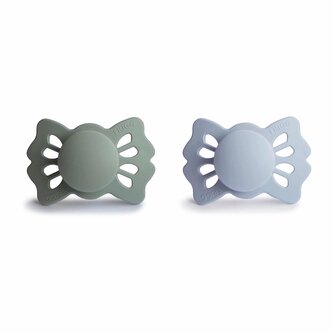 DVOJBALENIE SYMETRICKÝCH CUMLÍKOV FRIGG LUCKY SAGE/ POWDER BLUE, 0-6M, SILIKÓN