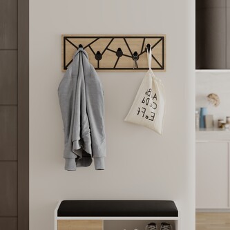 Nástěnný věšák Houseland Trace dub safírový/černý