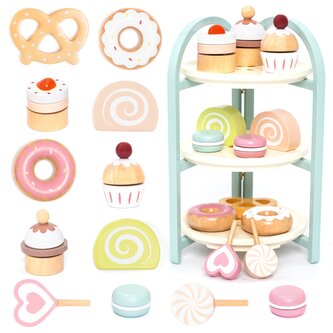 UMU® Stojan se zákusky pro děti - Dřevěná hrací sada do dětské kuchyňky
