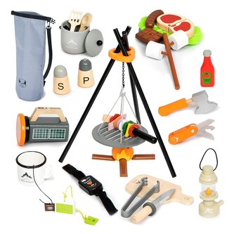 UMU® Kempingová sada pro děti 45 ks - Dětská kuchyňka, Dřevěná hračka