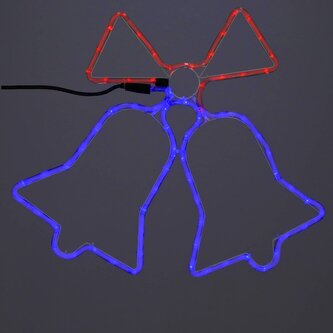 LED vánoční zvoneček - 48cm, 72LED, IP44, červená-modrá