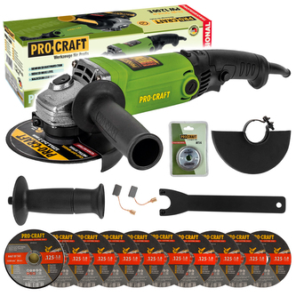 Bruska úhlová Procraft PW1200E + rychloupínací matice RM14, 10x řezný kotouč CD125x1.0b v boxu | SPW1200E/CD125x1.0b/RM14 Bruska úhlová Procraft PW1200E + rychloupínací matice RM14, 10x řezný kotouč CD125x1.0b v boxu | SPW1200E/CD125x1.0b/RM14