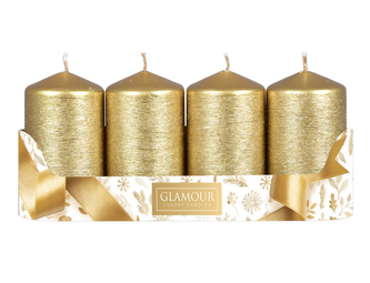 Svíčka adventní TAURUS škrábaná metalická d5x9cm 4ks