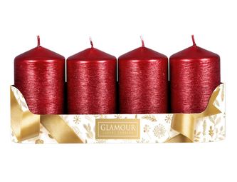 Svíčka adventní TAURUS škrábaná metalická d5x9cm 4ks