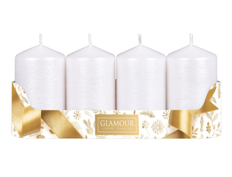 Svíčka adventní TAURUS škrábaná metalická d5x9cm 4ks