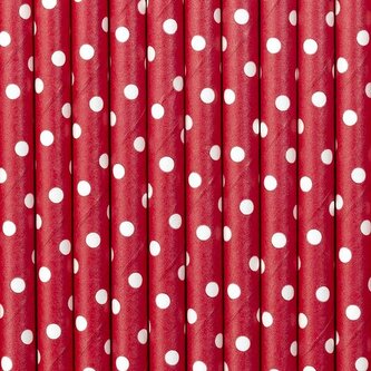 Słomki papierowe czerwony 19,5cm 10szt