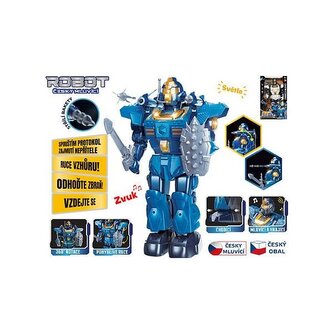 Robot 33cm na baterie česky mluvící chodící s doplňky, světlem a
