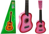 Gitara drewniana klasyczna z kostką różowa 60cm